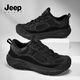 JEEP SPIRIT吉普網(wǎng)面鞋子男款春夏季2026新款厚底透氣老爹男鞋青少年運動(dòng)鞋 石墨黑 45