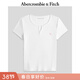 Abercrombie & Fitch經(jīng)典小麋鹿圖案美式修身小V領(lǐng)短袖T恤上衣25夏季女裝139-5297 白色 XS (160/84A)
