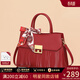 viney牛皮斜挎包包女包新娘紅色婚包手提生日禮物送女友老婆 【酒紅色】實(shí)用高檔媽媽包中年托特包 時(shí)尚輕奢品牌休閑通勤單肩大包