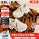 百麗（Belle）馬賽克百搭老爹鞋女2026春新商場(chǎng)款厚底增高休閑鞋F1K1DAM6預售 米白色 37 (235mm)
