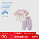 JELLYBABY[7A抗菌]女童套裝夏小童寬松短袖長(cháng)褲兒童甜美貓咪夏裝寶寶衣服女 紫色 【7A抗菌】 140
