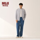 MUJI男式 木棉混 牛仔工裝褲 男士男款褲子 直筒寬松25年冬季男裝 藍色 M （170/80A）