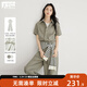 對白復古休閑工裝連體褲女2025夏季新款松弛感氣質(zhì)通勤寬松闊腿褲 卡其綠 S