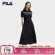 FILA斐樂(lè )官方女子連衣裙2025夏時(shí)尚休閑簡(jiǎn)約修身短袖連身裙