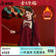 ASK JUNIOR國風(fēng)新中式兒童女童拜年服秋冬盤(pán)扣刺繡A字連衣裙古風(fēng)裙子新年裝