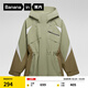 蕉內（Bananain）【趙露思同款】氧氣503Proof女士沖鋒衣短外套秋冬洋氣女裝 樺木綠拼探險棕 L