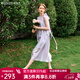 Olrain歐芮兒法式紫色連衣裙女夏季新款通勤別致高級感長(cháng)裙 煙紫色 M