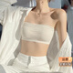 多情貓無(wú)肩帶防滑內衣女士薄款小胸聚攏隱形抹胸式防走光裹胸文胸罩套裝 米白色單件【舒適0.6cm】 L （32/70C，34/75AB）