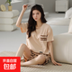 純棉睡衣女夏短袖套裝韓版可愛(ài)夏短褲卡通休閑季家居服2025年新款 棕色條紋 2XL 【140-160斤】