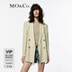 MO&Co.西裝夏亞麻混紡中性墊肩廓形輕薄款透氣時(shí)裝外套摩安珂 日曬綠 S 160
