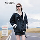 MO&Co.牛仔夾克棉質(zhì)襯衫領(lǐng)側門(mén)襟復古洗水寬松落肩黑外套摩安珂 牛仔黑色 S 160