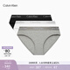 Calvin Klein內衣【女神節禮物】女士三條裝提花腰邊ck棉質(zhì)微彈性感三角內褲女 MP1-太空黑/椰青灰/月光白 3條 S 尺碼偏大，建議拍小一碼