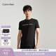 Calvin KleinJeans夏季男女情侶中性休閑年輕多色ck印花修身打底短袖T恤上衣 BEH-太空黑 S （推薦120-130斤）