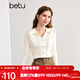 百圖betu女裝秋季新款毛針織衫亮絲領(lǐng)邊鏤空通勤針織衫女2408T08 白色 M