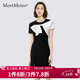 MeetMetro瑪依爾2025夏季新品撞色蝴蝶結開(kāi)衩連衣裙女收腰顯瘦小黑裙 黑色【現貨閃電發(fā)】 S