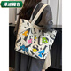 葉余蕓洛學(xué)生帆布包女新年托特通勤包百搭印花媽咪包手提單肩包購 敞口款雙面印刷布手提 彩色小熊單肩包