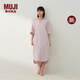 MUJI 女式 涼感雙層紗織 短袖睡裙家居服 26年夏季新品 FD45CC6S 煙熏粉色豎條紋 L -XL 170/92A