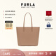 芙拉（FURLA）【禮物】ELLA牛皮中號女士大容量手提包托特包上班通勤包 米色+黑色 中