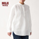 MUJI MUJI 女式 法國亞麻水洗 束腰長(cháng)上衣 長(cháng)袖 BCJ02C0S 白色 XS-S