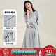 金菊25新款重磅真絲桑蠶絲A字裙中式國風(fēng)立領(lǐng)褶皺斜襟長(cháng)袖女式連衣裙 灰色 L