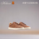HELEON【意大利牛反絨】BC德訓鞋 老錢(qián)風(fēng)全皮手工男鞋復古透氣休閑板鞋 皇室棕 41