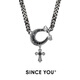 SINCE YOU馬蹄鐵騎士項鏈男2026年新款潮酷古巴鏈暗黑十字架頸鏈女生日禮物 馬蹄鐵騎士項鏈