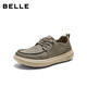 百麗打孔透氣休閑鞋男2026新款夏商場(chǎng)款輕盈厚底套腳布鞋9CE01BM6 灰色 41