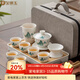 金鑲玉 茶具套裝 羊脂玉瓷旅行茶具套組茶壺茶杯竹木茶盤(pán)整套便攜式套組 又見(jiàn)江山羊脂玉瓷旅行套裝