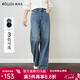 Olrain歐芮兒新款女裝春冬季窄版直筒闊腿褲時(shí)尚顯高顯瘦牛仔褲 復古藍 M