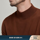 FACECITY可機洗6CM半高領(lǐng)修身打底羊毛衫商務(wù)男士秋冬高端保暖內搭毛衣 焦糖 高領(lǐng) M (170) 100-120斤