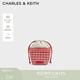 CHARLES&KEITH鏤空編織抽繩手提斜挎水桶包生日禮物女神節禮物CK11-10782618 Gingham Red紅色/白色 R