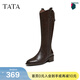 他她（TATA）長(cháng)靴騎士靴黑色西部靴長(cháng)筒靴子美拉德時(shí)裝靴 啡色 37
