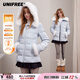 UNIFREE冬季羽絨服90絨修身短款輕薄連帽羽絨服外套帶毛領(lǐng)袖口毛圈 藍色 S