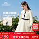 英氏（YEEHOO）女童連衣裙兒童裙子春季新款淑女娃娃領(lǐng)公主長(cháng)裙中大童裝洋氣春裝 圣誕假日 米白 130