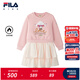 斐樂(lè )FILA兒童童裝連衣裙2026年春季新款女小童休閑長(cháng)袖加絨針織裙 香莓粉-LP 130