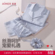 愛(ài)慕睡衣女【禮盒裝】舒適開(kāi)衫短袖九分褲發(fā)圈家居服套裝AM46B491
