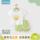 優(yōu)奇嬰兒衣服夏季套裝寶寶夏裝短袖兒童夏裝分體兩件半袖套裝空調睡衣 【短袖】可愛(ài)鴨 90