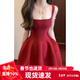 GARNUO紅色吊帶連衣裙女夏季法式純欲小個(gè)子高級感赫本風(fēng)收腰紅裙子短裙 紅色 S 【101-110斤】