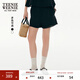 Teenie Weenie小熊女裝短褲夏季法式蕾絲邊甜美俏皮褲子 黑色 M