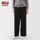 MUJI女式 起毛 直筒褲 褲子女款長(cháng)褲休閑褲女裝25年冬季 BE1XRC5A 黑色 L (165/70A)