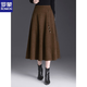 羅蒙（ROMON）垂感遮胯毛呢裙a字半身裙女中長(cháng)款2026年高腰中式秋冬新款大擺裙 咖啡 星空呢面料【裙長(cháng)75cm】 L 建議105-115斤