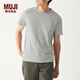MUJI MUJI 男式 粗細不均棉線(xiàn) 天竺編織 條紋短袖T恤 ABB04A0S 灰色X橫條 S