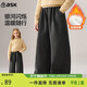 ASK JUNIOR兒童褲子2025冬季中大童加絨保暖直筒褲女童運動(dòng)休閑長(cháng)褲 深灰色