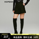 紅袖2024冬季新款女裝 100綿羊毛字母刺繡壓褶A字短褲 黑050 S