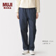 MUJI 女式 水洗 牛仔 錐形褲 女款 長(cháng)褲牛仔褲女裝 26年春季 BE1VNA6S 深藏青色 L (165/70A)