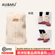 AU&MU2025秋冬新款保暖襪套女加厚護膝防寒腿套防滑可愛(ài)護腳中筒襪 米白色 AY263 1雙 均碼