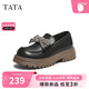 他她（TATA）新款厚底蝴蝶結淑女樂(lè )福鞋舒適百搭 黑色 37