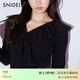 SNIDEL秋冬甜美荷葉邊薄紗V領(lǐng)內搭針織衫上衣SWNT245136 黑色 均碼 （F）