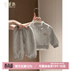 蒙黛莉（MINGDAILI）男女童春秋裝套裝寶寶秋季衣服兒童衛衣嬰兒分體套裝6-12月運動(dòng) 花灰色 80
