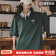 馬登女裝 美式復古翻領(lǐng)短袖學(xué)院風(fēng)寬松polo打底衫顯瘦情侶T恤 深綠色 S